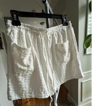 Bsubseach Women's Shorts Terry Drawstring, M, White
